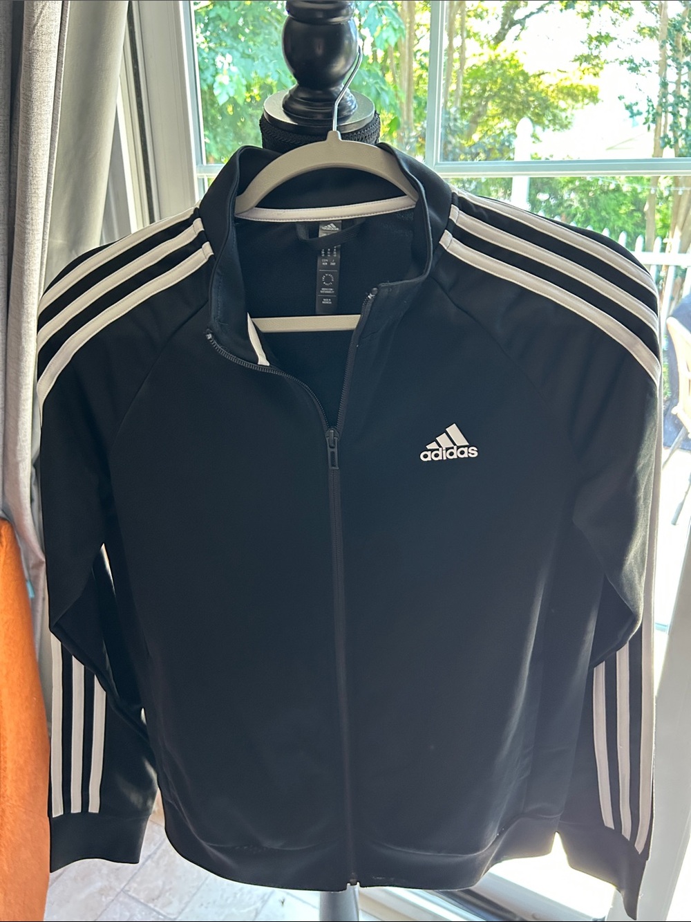 adidas Black Track Jacket with White Stripes